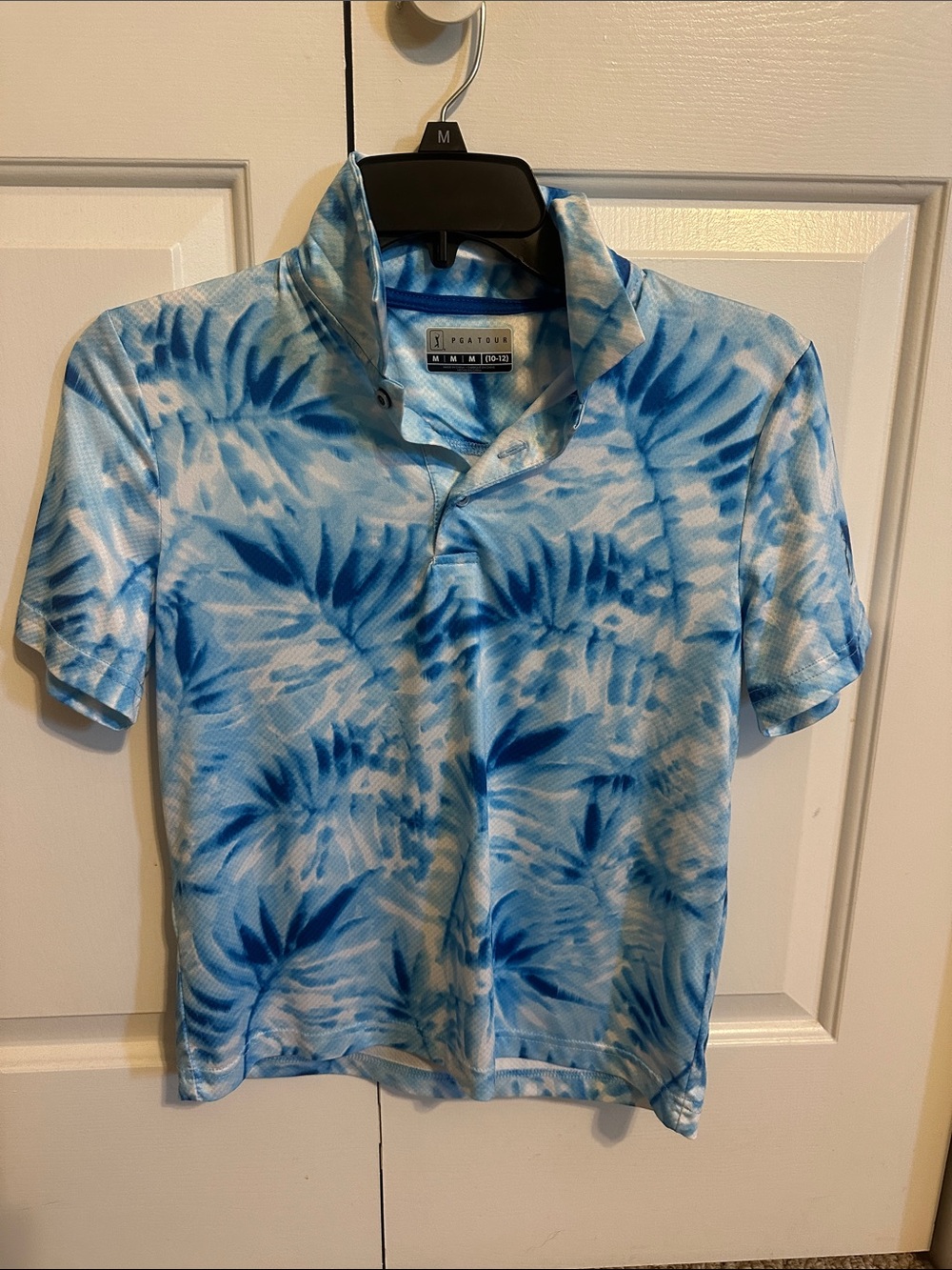 PGA TOUR Blue Tie-Dye Short Sleeve Polo